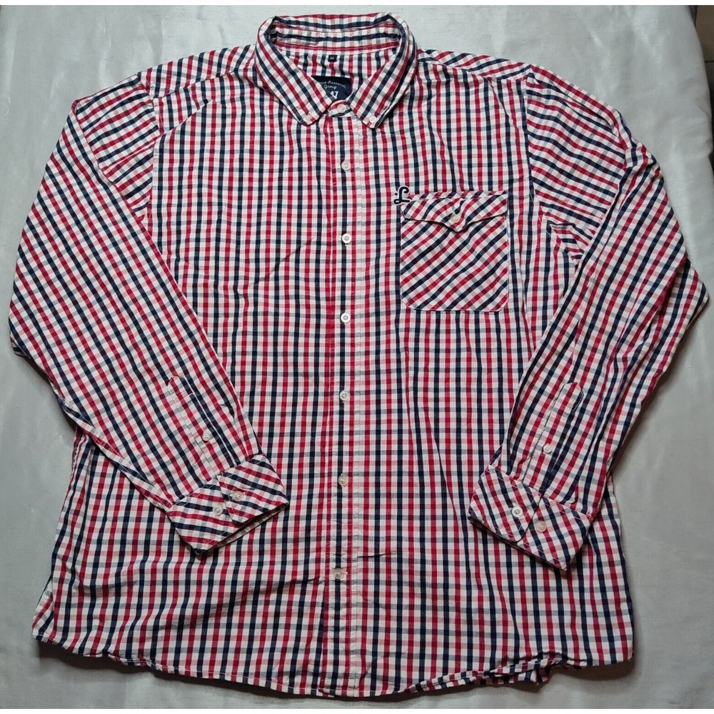 LRG LIFTED RESEARCH GROUP‎ 1947 Men 3XL Red Blue Check Cotton Button Shirt
